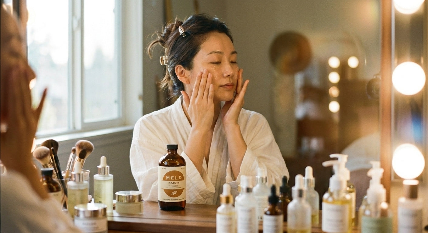 Beauty routine vanity